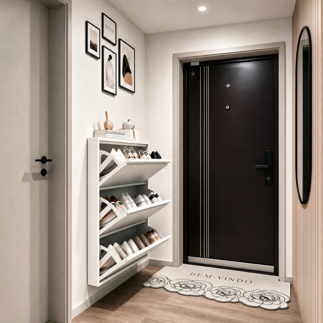 Sapateira de Parede Compact em Aço Branco com 3 Basculantes — foto 5